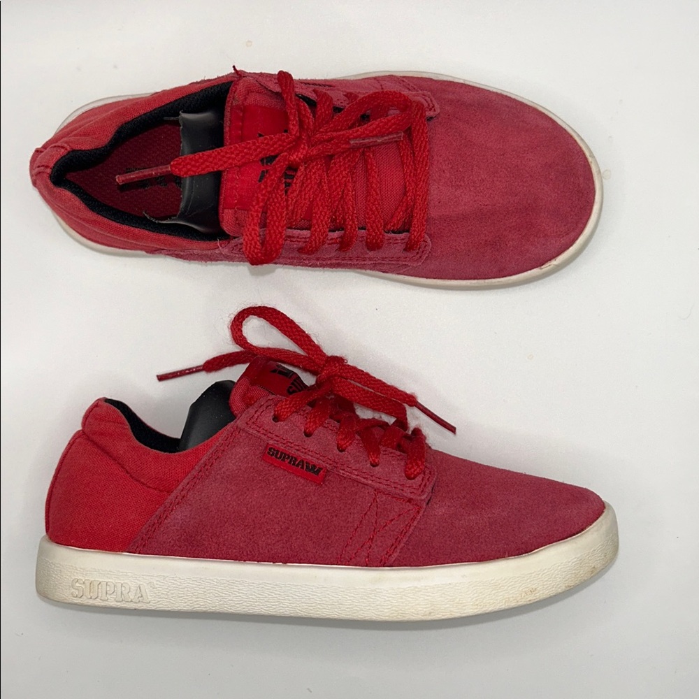 Supra Kid's Red Stack Suede Skate Shoes size 2